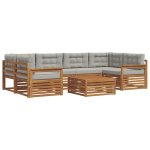 vidaXL Комплект дивани за открито 7 pcs Естествено и светло сиво