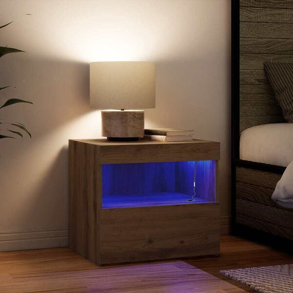 vidaXL Нощен шкаф с чекмедже Дъб 50 x 40 x 45 cm Инженерно дърво