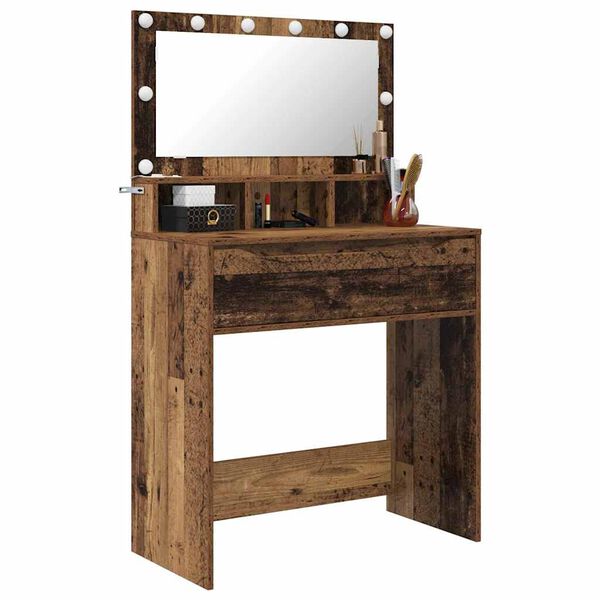 vidaXL Тоалетки за спалня с чекмедже Старо дърво 80 x 39,6 x 135 см