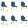 vidaXL Трапезни столове, 6 бр, сини, кадифе