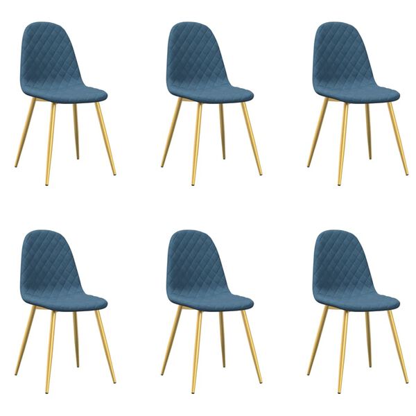 vidaXL Трапезни столове, 6 бр, сини, кадифе