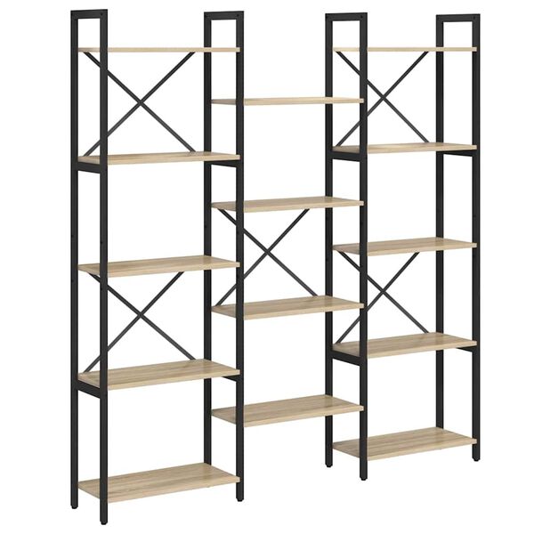 vidaXL Рафт за книги Сонома дъб 156 x 25 x 167 см Инженерно дърво