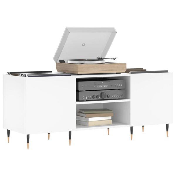 vidaXL Шкаф за грамофонни плочи бял 121x38x48 см инженерно дърво