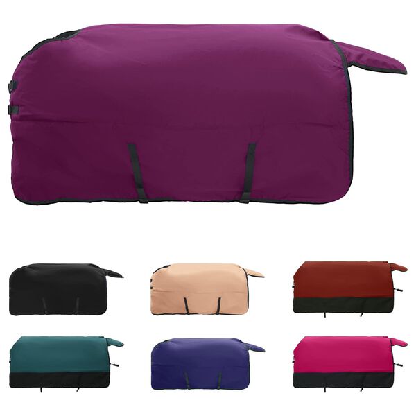 vidaXL Конско одеяло Тъмен зелен и черен 135 cm Полиестер