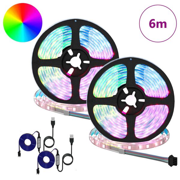 vidaXL LED лента 2 pcs Черен и прозрачен 3000 мм Мед и пластмаса