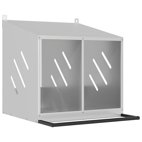 vidaXL Кутия за гнездене на пилета с 2 отделения, галванизиран