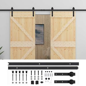 vidaXL Преплъзваща се врата 2 бр. 80 x 210 cm Масивна борова дървесина