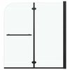 vidaXL Сгъваем душ параван, 2 панела, ESG стъкло, 120x140 см, черен