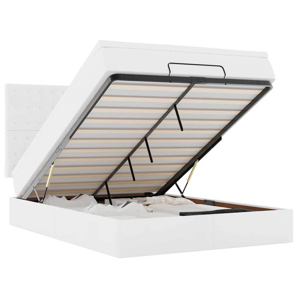 vidaXL Османска легло с матрак, бяло, 140x200 см, изкуствена кожа