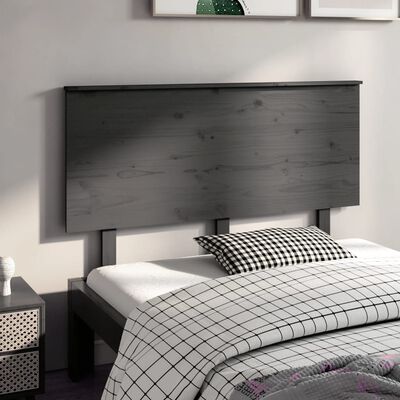 vidaXL Горна табла за легло, сива, 124x6x82,5 см, бор масив