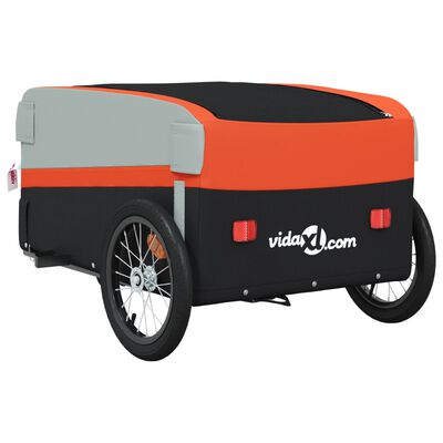 vidaXL Ремарке за велосипед, черно и оранжево, 45 кг, желязо