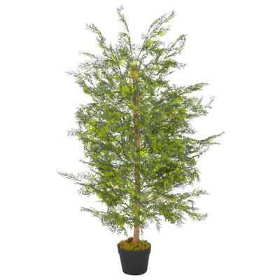 vidaXL Изкуствено растение кипарисово дърво със саксия, зелено, 120 см
