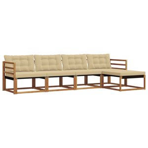 vidaXL Комплект дивани за открито 5 pcs Натурален и Бежов