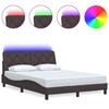 vidaXL Рамка за легло с LED осветление без матрак, тъмнокафява, 140x190 см, плат
