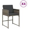 vidaXL Градински столове с възглавници, 4 бр, сиви, полиратан