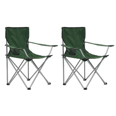 vidaXL Комплект маса и столове за къмпинг, 3 части, зелен