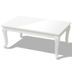 vidaXL Маса за кафе, 100x60x42 cм, силен гланц, бяла