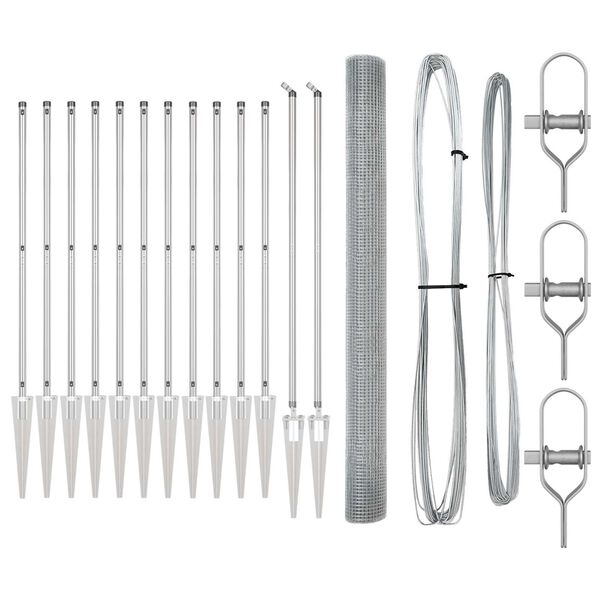 vidaXL Стълб за ограда. Сребрист 25 x 1,6 м (25 x 25 мм мрежа) Стомана