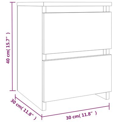 vidaXL Нощно шкафче, опушен дъб, 30x30x40 см, инженерно дърво