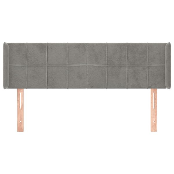 vidaXL Горна табла за легло с уши, светлосива, 147x16x78/88 см, кадифе