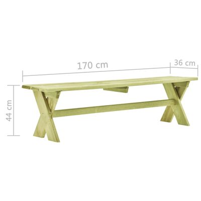 vidaXL Градинска пейка, 170 см, импрегнирана борова дървесина