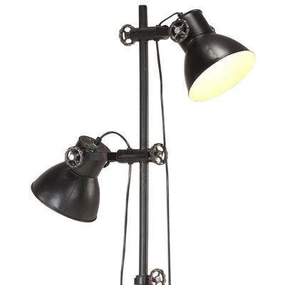 vidaXL Подова лампа с 2 абажура, черен, E27, чугун