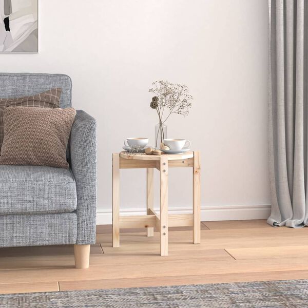 vidaXL Кафе маса, &Oslash; 42,5x45 см, борово дърво масив