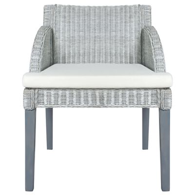 vidaXL Трапезни столове с възглавници 2 бр сиви естествен ратан