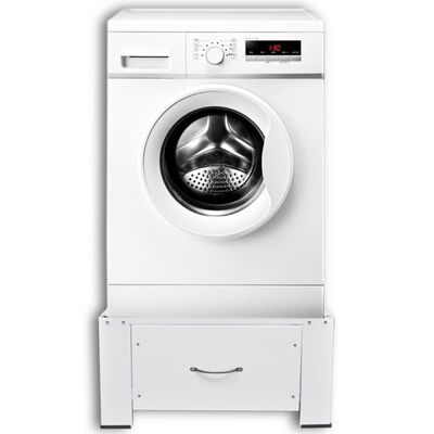 vidaXL Стойка за перална машина, бяла, с чекмедже