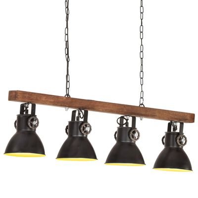 vidaXL Индустриална лампа за таван, черна, E27, мангово дърво
