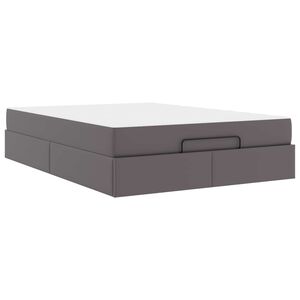vidaXL Рамка за легло с матрак с матрак 2 pcs Сив ПВЦ