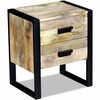 vidaXL Странична маса с 2 чекмеджета, твърдо манго дърво 43x33x51 см