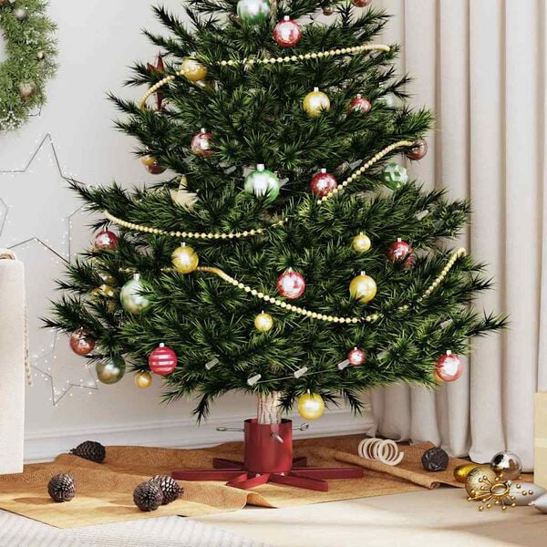 vidaXL Статив за коледно дърво 1.73 Червено 50 х 50 х 15,5 см Стомана