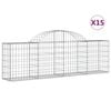vidaXL Габионни кошници арка 15 бр 200x30x60/80 см поцинковано желязо