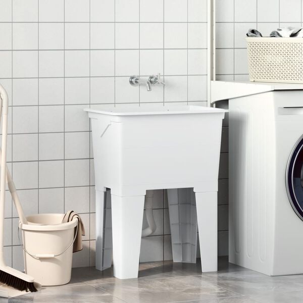 vidaXL Вана за пране, бяла, 59x41x75 см, смола