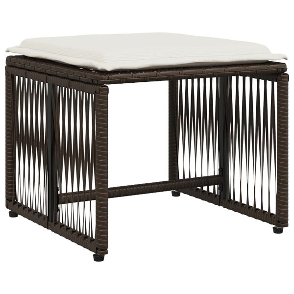 vidaXL Градински трапезен комплект възглавници 7 части кафяв полиратан