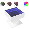 vidaXL Маса за кафе с LED, бяла, 50x50x45 см, инженерно дърво