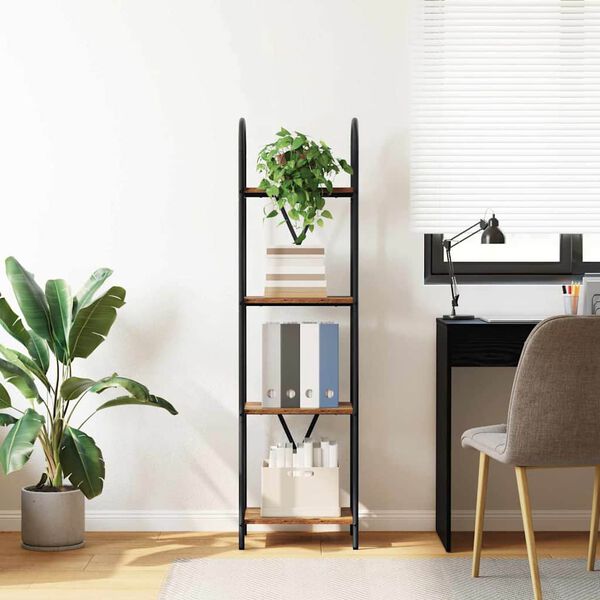 vidaXL Рафт за книги Старо дърво 40 x 30 x 146 см Инженерно дърво