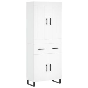 vidaXL Висок шкаф, бял, 69,5x34x180 см, инженерно дърво