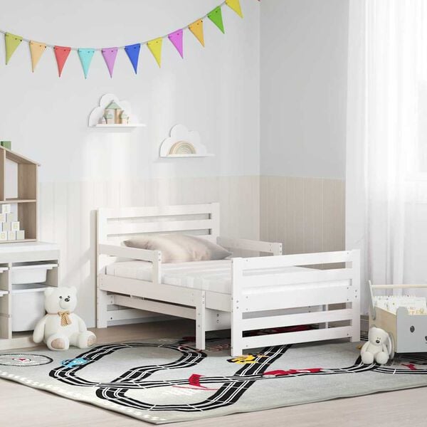 vidaXL Рамка за легло с матрак Бяло 80 x 200 cm Солидно борово дърво