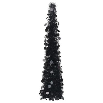 vidaXL Разгъваема изкуствена коледна елха, черна, 120 см, PET