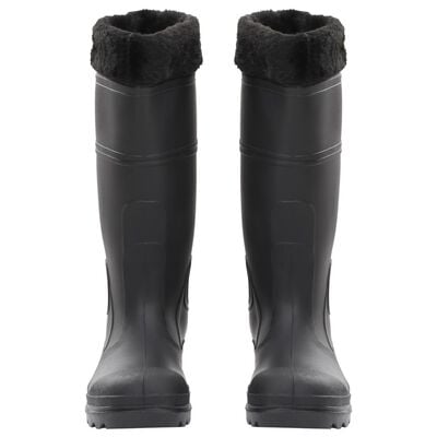 vidaXL Ботуши за дъжд с подвижни чорапи, черни, размер 40, PVC