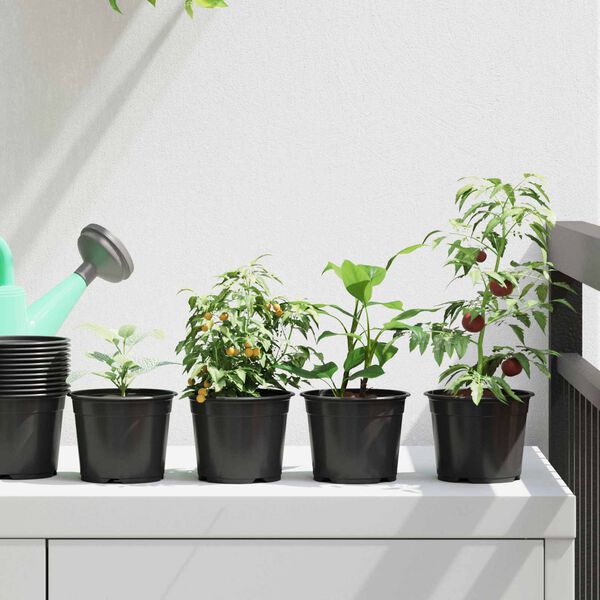 vidaXL Цветна саксия 100 pcs Черно &Oslash; 15 x 12.5 см Пластмаса