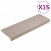 vidaXL Изтривалки за стълби 15 бр. 65x21x4 см, бежови, правоъгълни, с кант