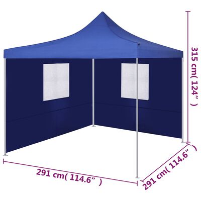 vidaXL Сгъваема шатра с 2 стени, 3x3 м, синя