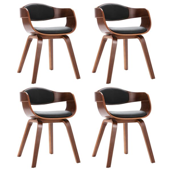 vidaXL Трапезни столове, 4 бр, извито дърво и изкуствена кожа