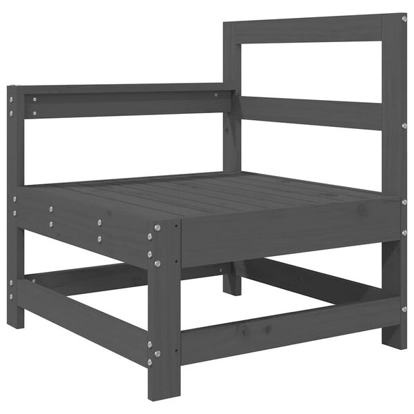 vidaXL Градински стол с възглавници, сив, масивно борово дърво