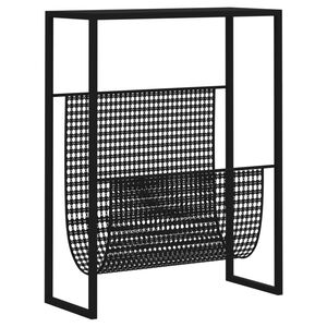 vidaXL Поставка за списания, черна, 35x15x45 см, стомана