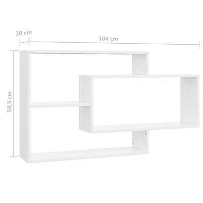 vidaXL Стенни рафтове, бели, 104x20x58,5 см, ПДЧ