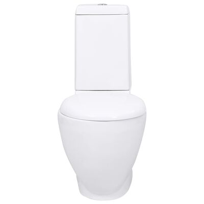 vidaXL Керамичен моноблок тоалетна чиния кръгла долно оттичане бяла